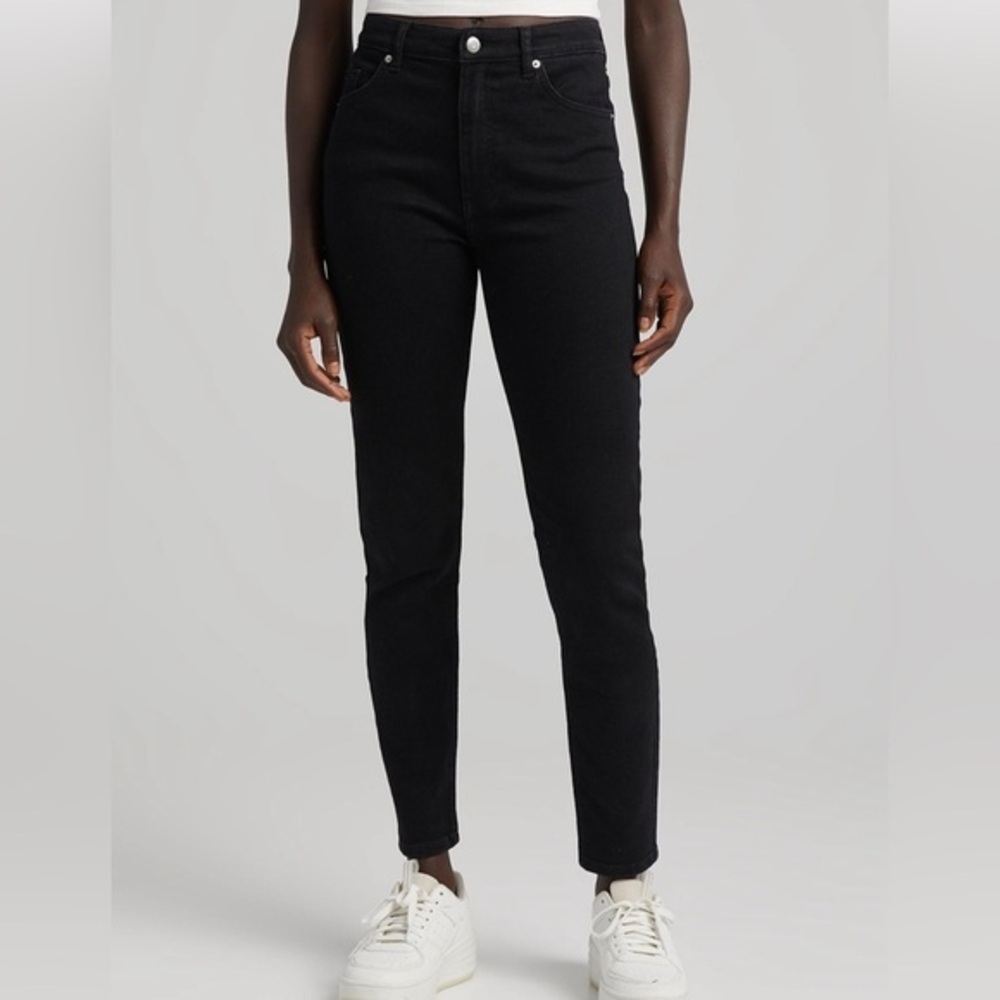 Bershka high waist skinny jeans in black